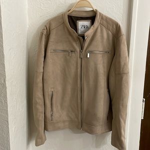 ZARA Men's Faux Suede Biker Jacket Size XL